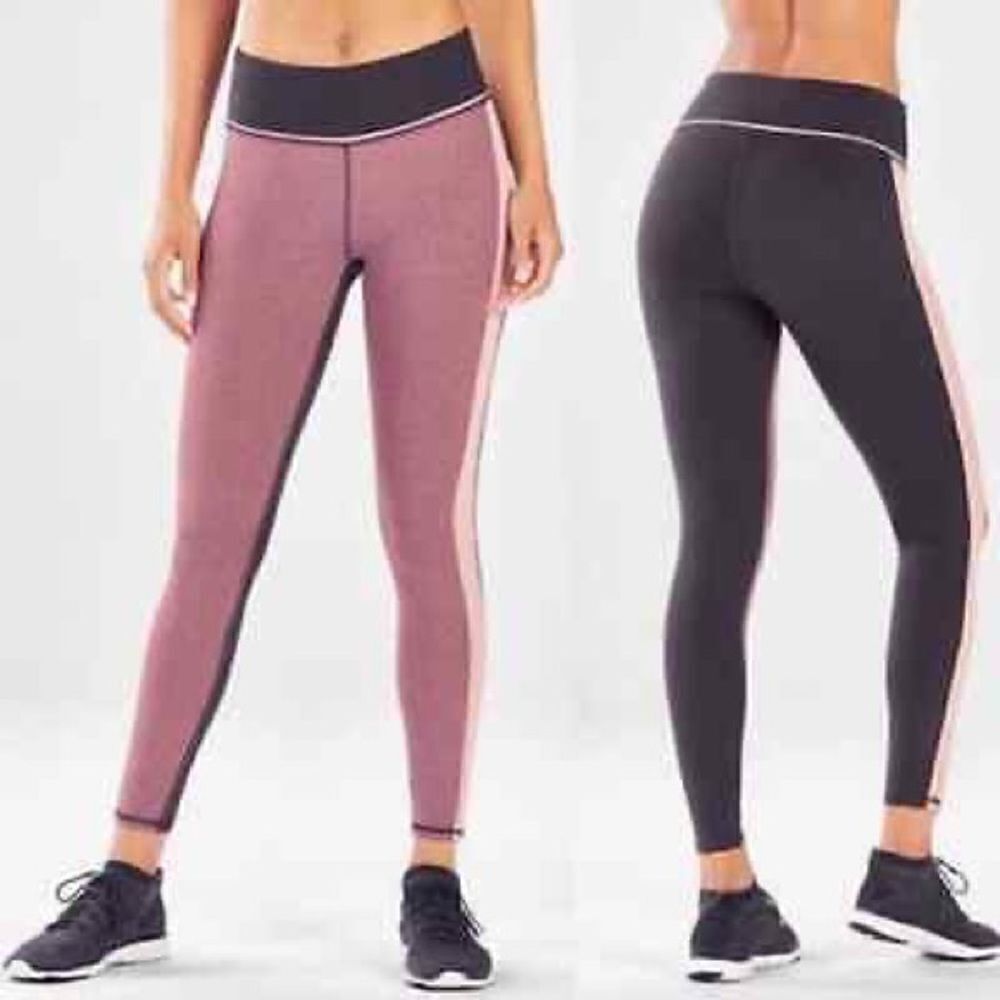 Fabletics high waisted Statement heathered pink and gray leggings yoga pants-S